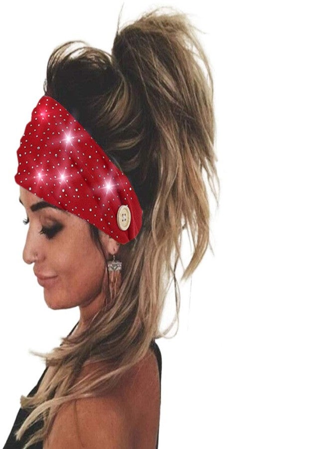 Bohend Boho Button Headband Wide Stretchy Daily Use Knotted Headwear Sport Athletic Yoga Gym Rhinestone Crystal Hair Accessories for Women and Girls(4pcs) (H) - Image 2